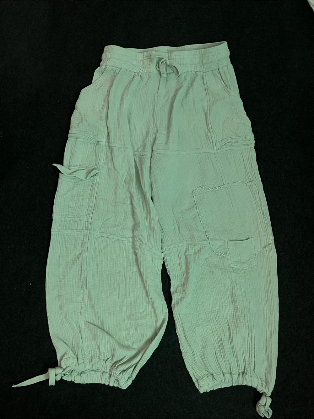 Angel Kiss Sage Green Wide-Leg Drawstring Pants